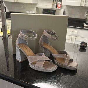 Donald J. Pliner Tan Heeled Sandals with Block Heel